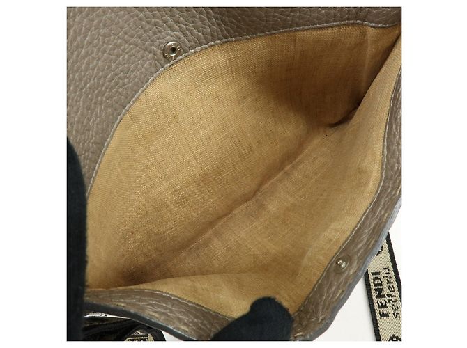 FENDI Selleria Borsa a tracolla in pelle Greige 8BT092 - vista 22