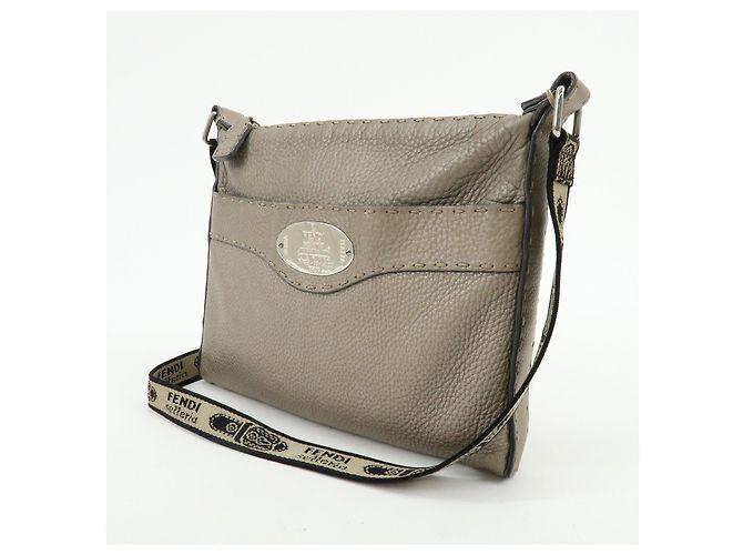 FENDI Selleria Borsa a tracolla in pelle Greige 8BT092 - vista 3