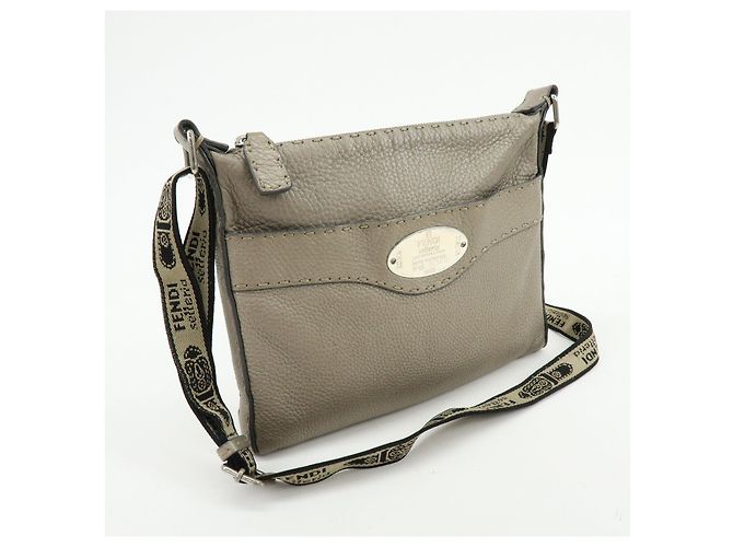 FENDI Selleria Borsa a tracolla in pelle Greige 8BT092 - vista 4