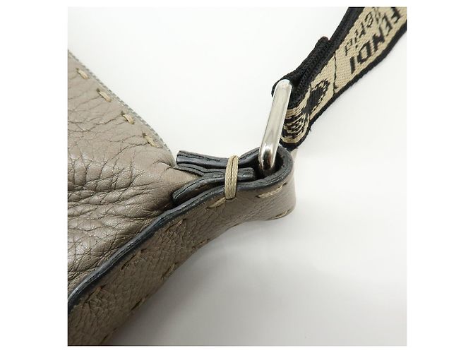 FENDI Selleria Borsa a tracolla in pelle Greige 8BT092 - vista 8