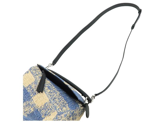 Borsa LOEWE Puzzle Small Paulas Ibiza in pelle e rafia, borsa a mano 2Way, Blu - vista 4