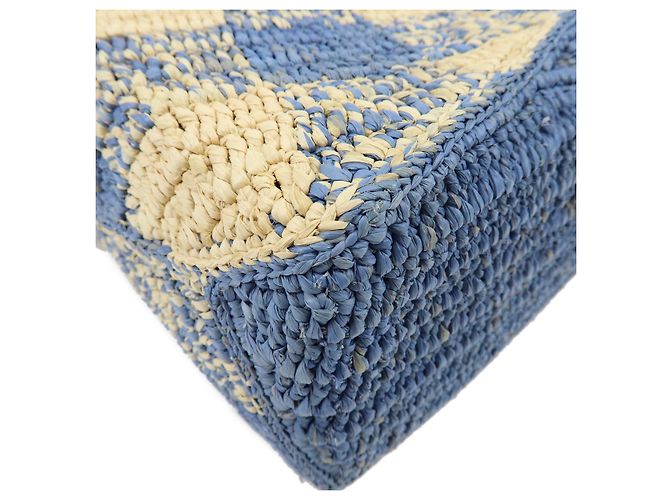 Borsa LOEWE Puzzle Small Paulas Ibiza in pelle e rafia, borsa a mano 2Way, Blu - vista 6