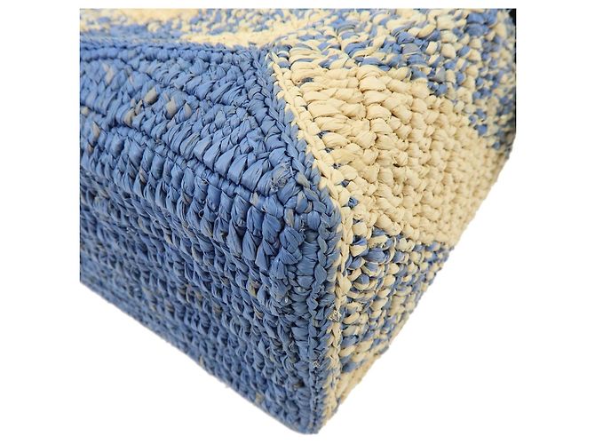 Borsa LOEWE Puzzle Small Paulas Ibiza in pelle e rafia, borsa a mano 2Way, Blu - vista 7