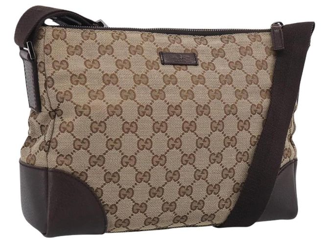 GUCCI GG Canvas Shoulder Bag Brown Silver 114273 Auth RV020 - Jerrillo - vista 2