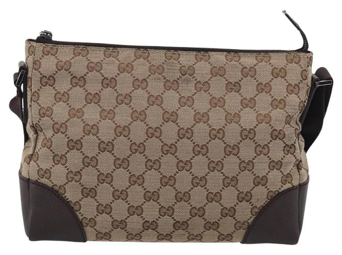 GUCCI GG Canvas Shoulder Bag Brown Silver 114273 Auth RV020 - Jerrillo - vista 3