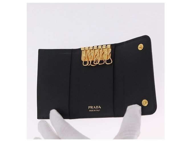 PRADA Porte-clés Cuir Safiano Noir Or Auth 212121M - Jerrillo - vue 13