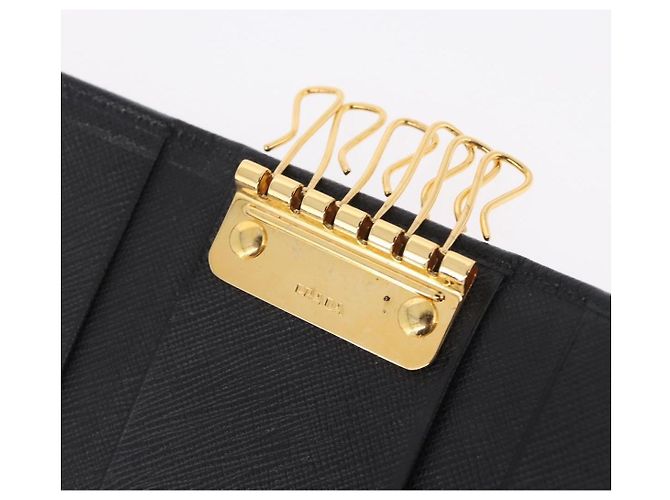 PRADA Porte-clés Cuir Safiano Noir Or Auth 212121M - Jerrillo - vue 16