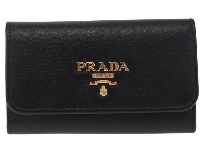 PRADA Porte-clés Cuir Safiano Noir Or Auth 212121M - Jerrillo - vue 2