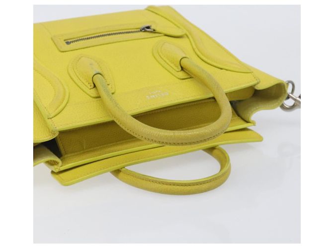 Céline CELINE Luggage Nano Shopper Hand Bag Leather 2way Yellow Silver Auth 211487A - Jerrillo - vista 10