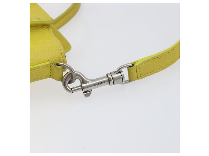 Céline CELINE Luggage Nano Shopper Hand Bag Leather 2way Yellow Silver Auth 211487A - Jerrillo - vista 14
