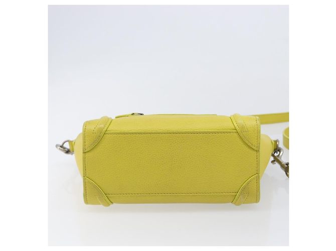 Céline CELINE Luggage Nano Shopper Hand Bag Leather 2way Yellow Silver Auth 211487A - Jerrillo - vista 15