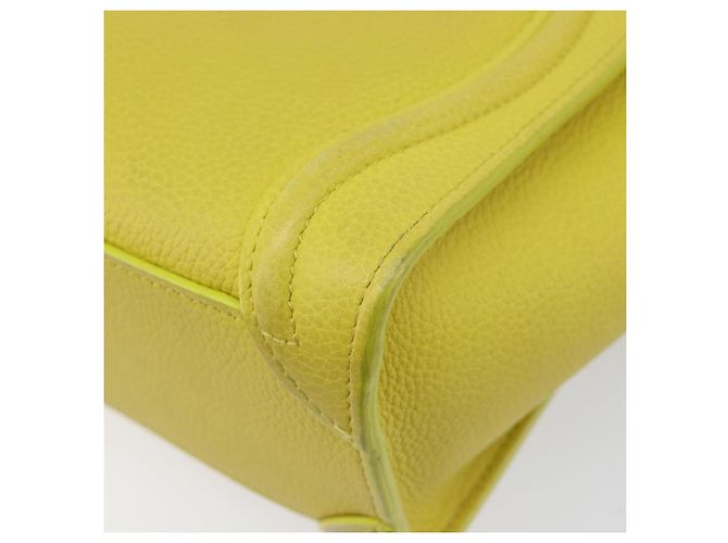 Céline CELINE Luggage Nano Shopper Hand Bag Leather 2way Yellow Silver Auth 211487A - Jerrillo - vista 18