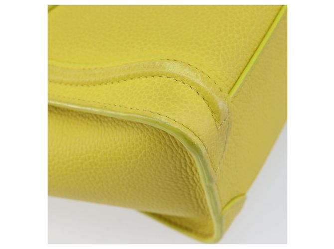 Céline CELINE Luggage Nano Shopper Hand Bag Leather 2way Yellow Silver Auth 211487A - Jerrillo - vista 19