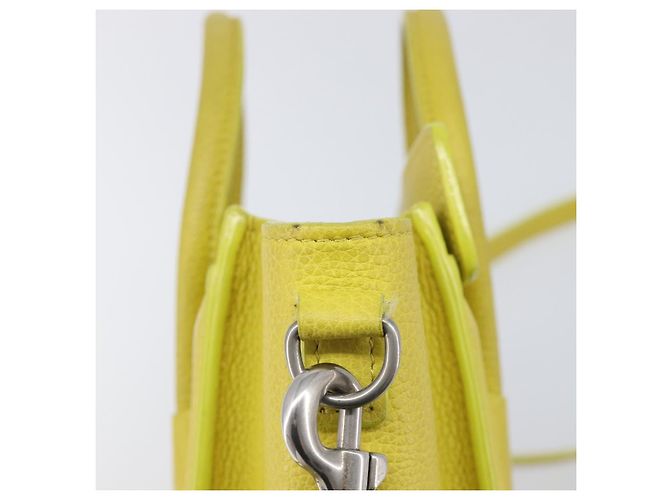 Céline CELINE Luggage Nano Shopper Hand Bag Leather 2way Yellow Silver Auth 211487A - Jerrillo - vista 20