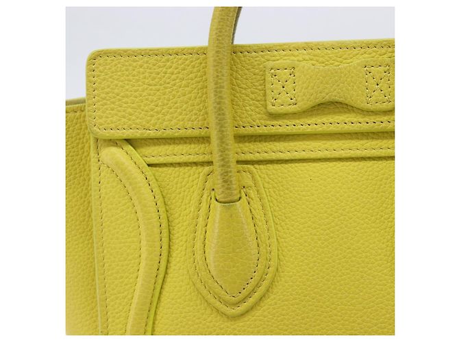 Céline CELINE Luggage Nano Shopper Hand Bag Leather 2way Yellow Silver Auth 211487A - Jerrillo - vista 4