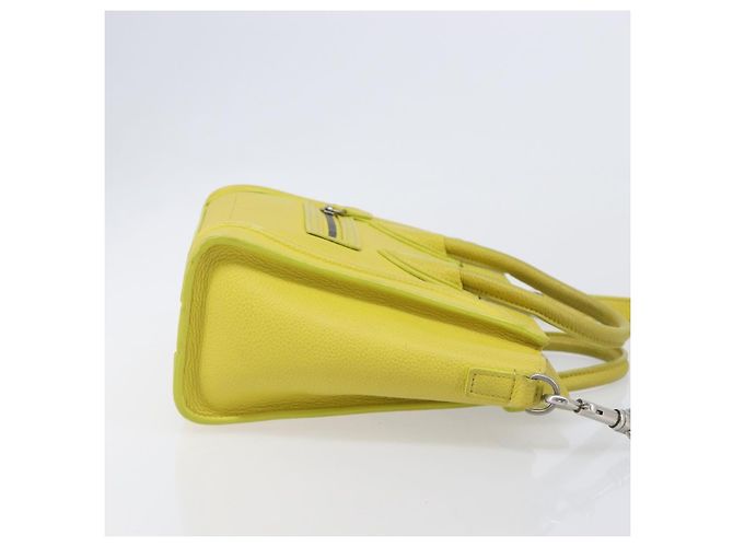 Céline CELINE Luggage Nano Shopper Hand Bag Leather 2way Yellow Silver Auth 211487A - Jerrillo - vista 5