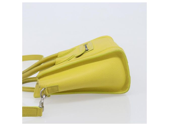 Céline CELINE Luggage Nano Shopper Hand Bag Leather 2way Yellow Silver Auth 211487A - Jerrillo - vista 6