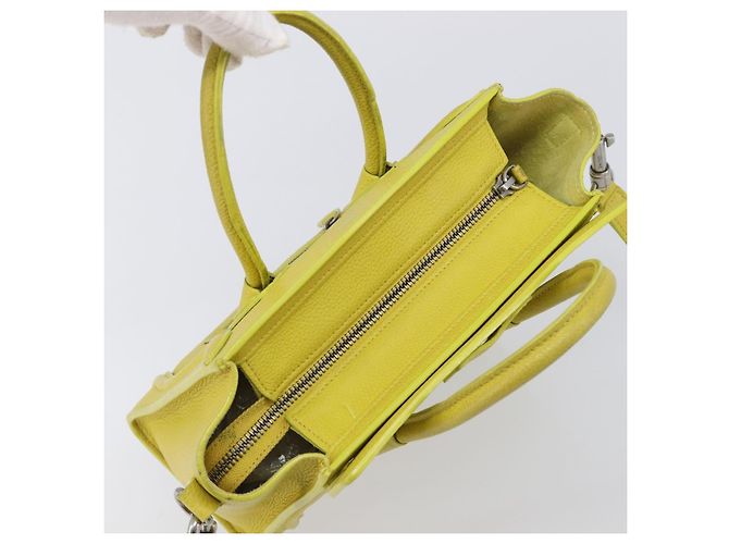 Céline CELINE Luggage Nano Shopper Hand Bag Leather 2way Yellow Silver Auth 211487A - Jerrillo - vista 7