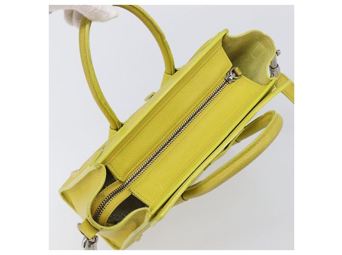 Céline CELINE Luggage Nano Shopper Hand Bag Leather 2way Yellow Silver Auth 211487A - Jerrillo - vista 8