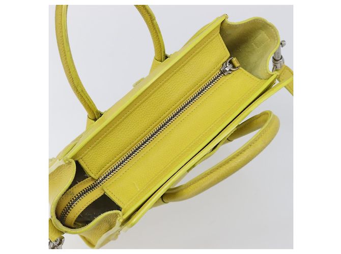 Céline CELINE Luggage Nano Shopper Hand Bag Leather 2way Yellow Silver Auth 211487A - Jerrillo - vista 9