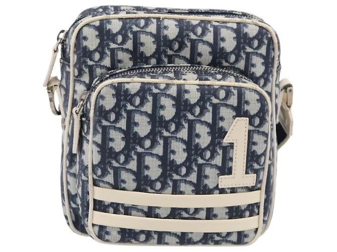 Christian Dior Trotter Canvas Shoulder Bag PVC Blue Silver Auth 211947 - Jerrillo - vista 2