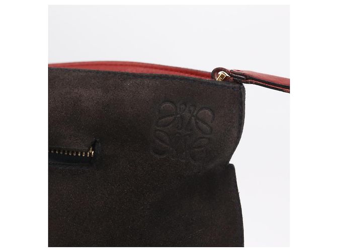LOEWE Anton Shoulder Bag Suede Brown Gold Auth ka6903 - Jerrillo - vista 10