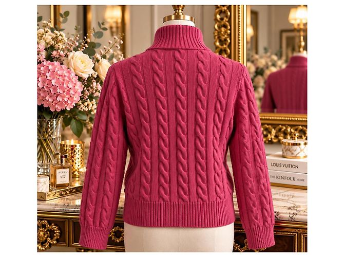 Burberry rosa Cable Knit Button-Up Cardigan - Ansicht 3