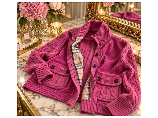 Burberry rosa Cable Knit Button-Up Cardigan - Ansicht 7