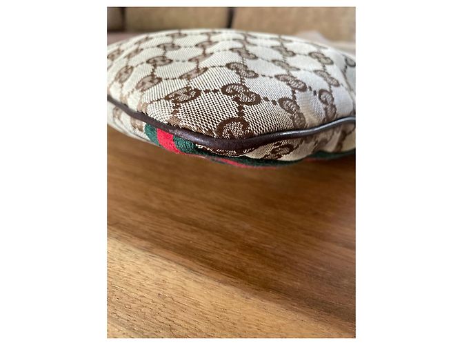 Borsa a tracolla Gucci in tela monogram con striscia verde e rossa - vista 11