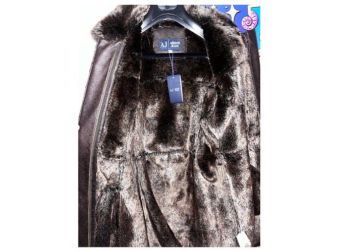 Cappotto Duffle Armani Jeans Marrone Foderato in Eco-pelliccia - vista 2