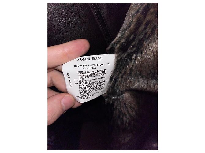 Cappotto Duffle Armani Jeans Marrone Foderato in Eco-pelliccia - vista 4