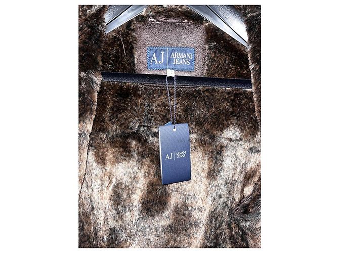 Cappotto Duffle Armani Jeans Marrone Foderato in Eco-pelliccia - vista 5