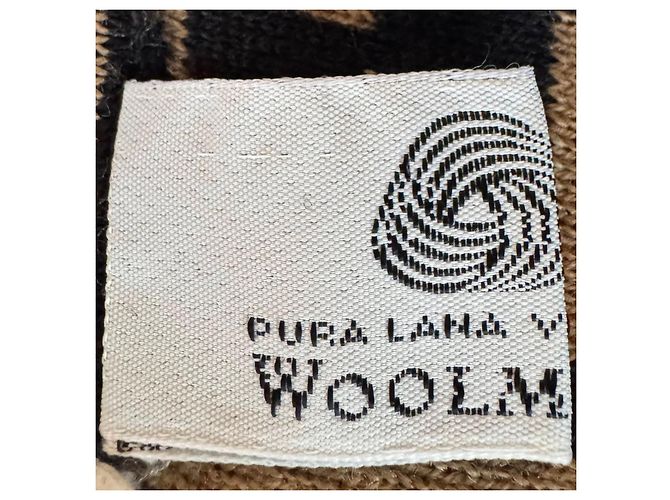 Fendi Mini-jupe portefeuille Zucca en maille beige et noir - vue 4