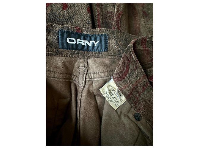 Autre Marque Pantalones marrones con estampado paisley - vista 2