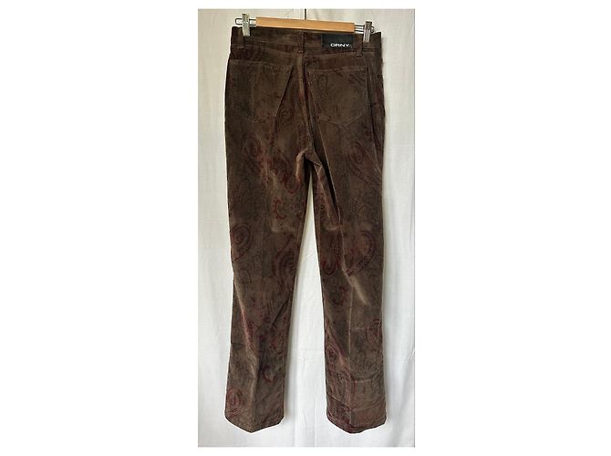 Autre Marque Pantalones marrones con estampado paisley - vista 3