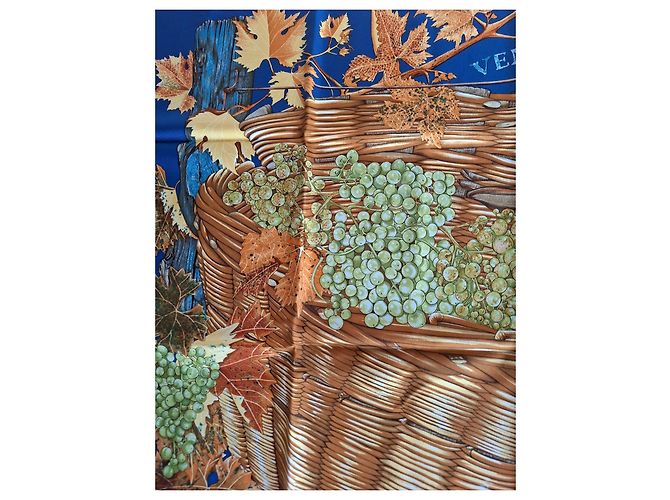Hermès Carré "Vendanges" foulard en soie bleu et marron - vue 10