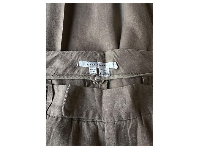Pantaloni Zara in lino marrone - vista 2