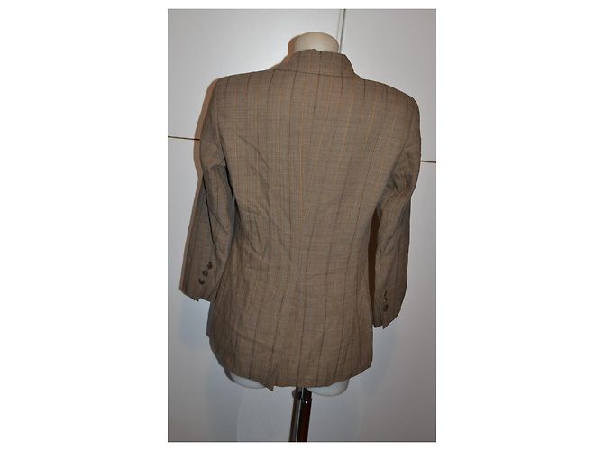 Escada Blazer de lã castanho com riscas - vista 5
