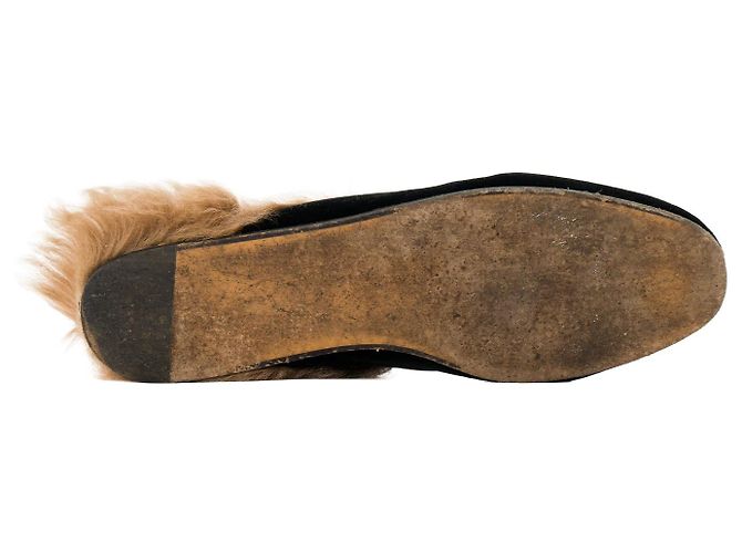 GUCCI - Mules Gucci Princetown in velluto nero e pelliccia beige (T38) - vista 3