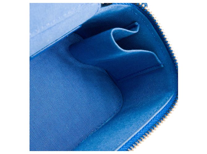 CHANEL - Borsa a tracolla Mini Chanel Vanity in rafia blu e beige - vista 8
