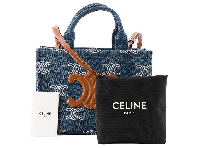 Céline CELINE - Saco cabas Thais Celine em denim e couro tan - vista 10