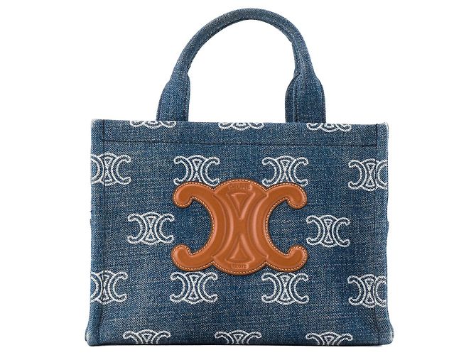 Céline CELINE - Saco cabas Thais Celine em denim e couro tan - vista 2