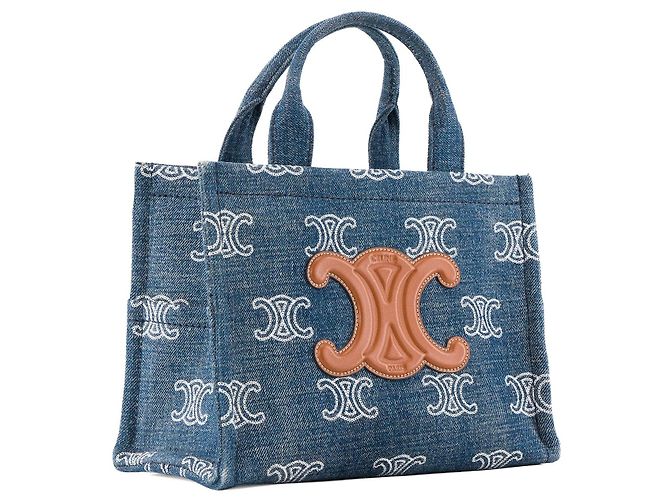 Céline CELINE - Saco cabas Thais Celine em denim e couro tan - vista 3