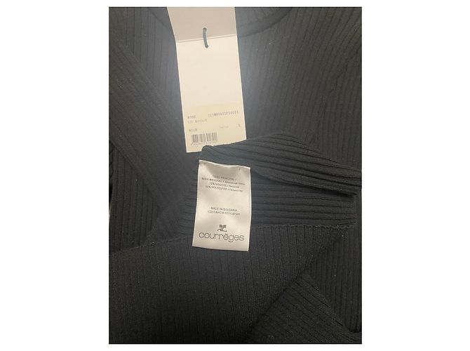 Courreges Courrèges schwarzes Rippstrick-Kleid mit Stehkragen - Ansicht 4
