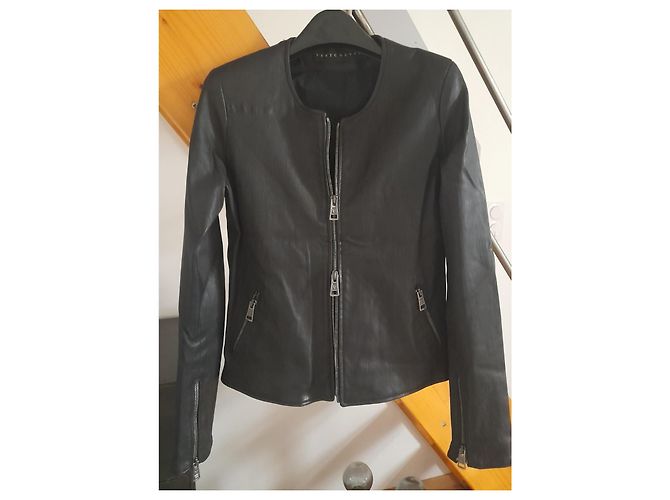 Ventcouvert Black Leather Zip-Up Jacket - view 2