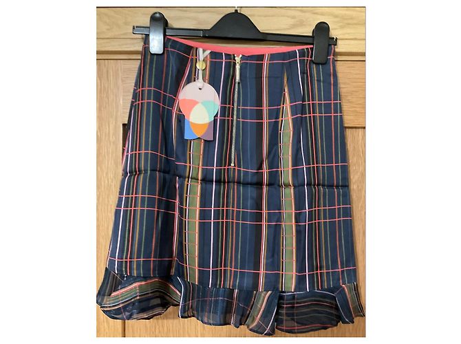 Ted Baker Navy Check Mini Skirt with Ruffle Hem - view 2