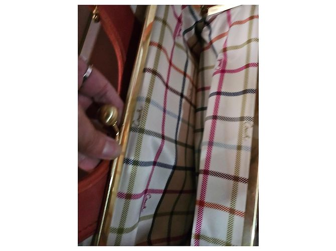 Coach orange Leder-Handtasche mit Kussverschluss - Ansicht 12