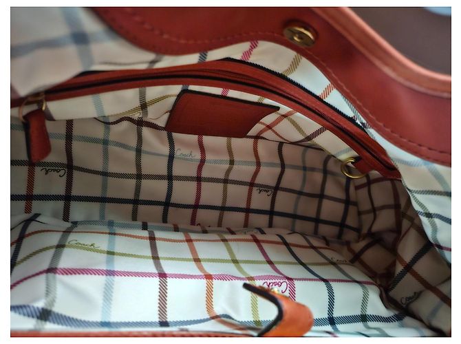Coach orange Leder-Handtasche mit Kussverschluss - Ansicht 13