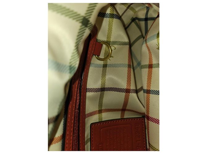 Coach orange Leder-Handtasche mit Kussverschluss - Ansicht 15
