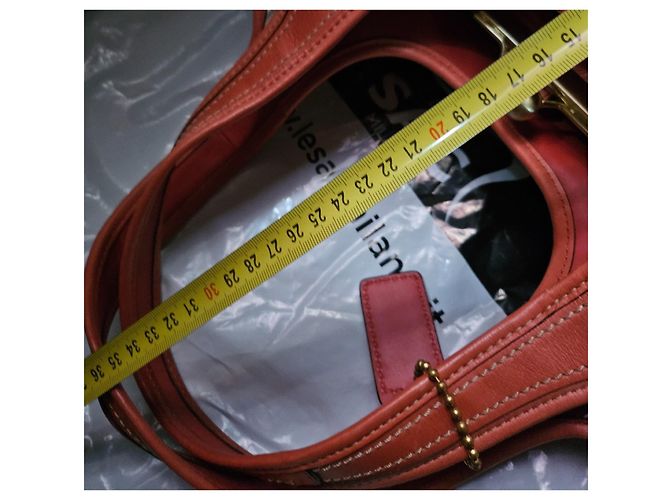 Coach orange Leder-Handtasche mit Kussverschluss - Ansicht 20